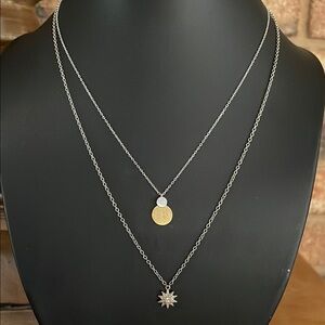 North Star Celestial and 2 tone sphere geometric dainty layering chains